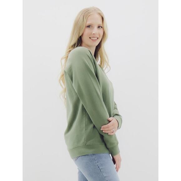 Thread & Supply Women's Green Jaime Crew Neck Long Sleeves Sweatshirt Size Large - Picture 2 of 7